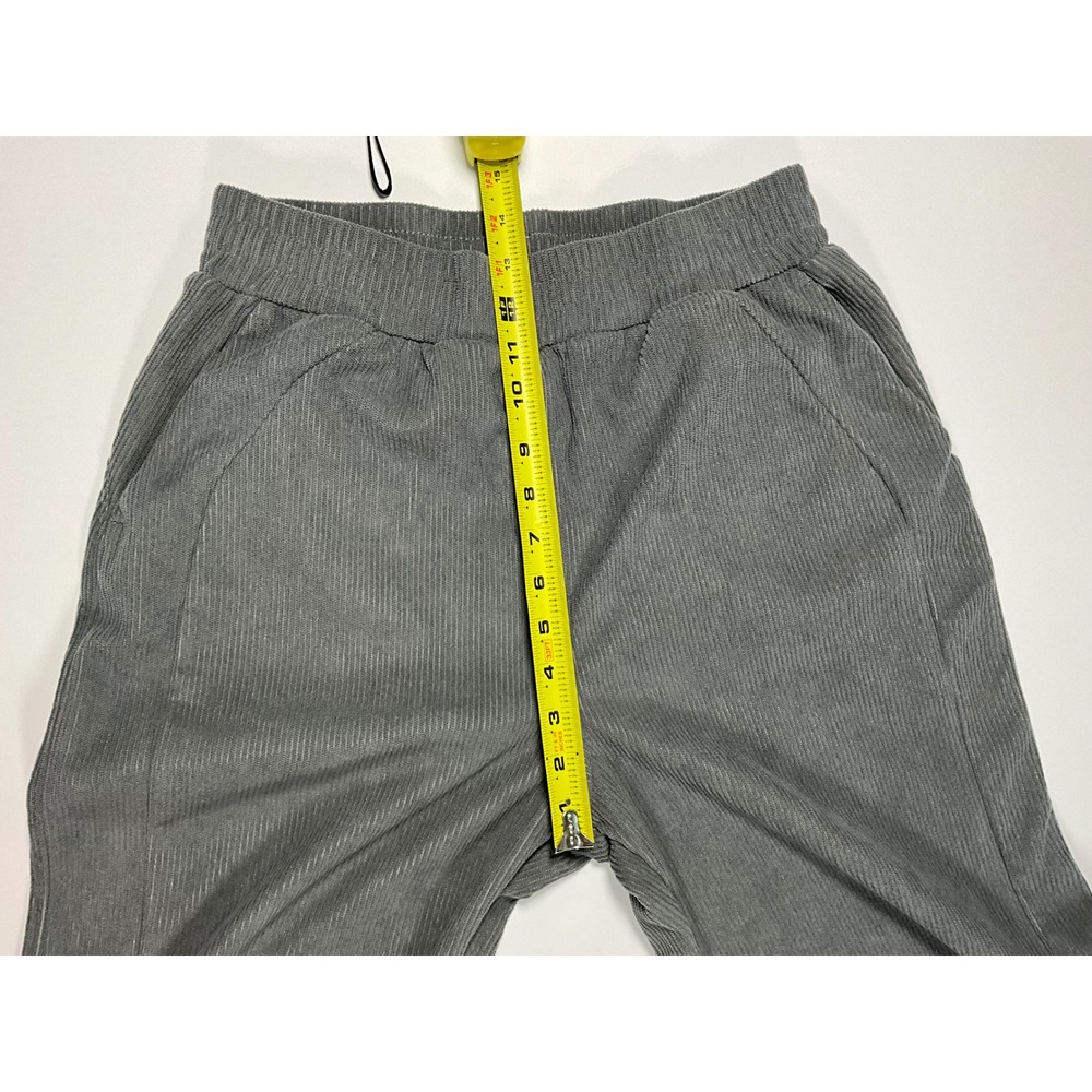 Halara High Waisted Straight Leg Mop Corduroy Pants Size Medium Reg Gray Pockets - Picture 12 of 16